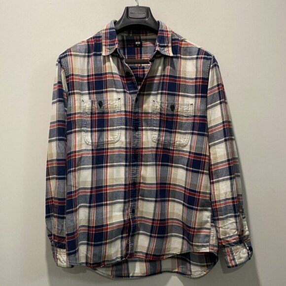 Uniqlo flannel Shirt Plaid Button-Down Shirt Size Medium - Picture 9 of 11